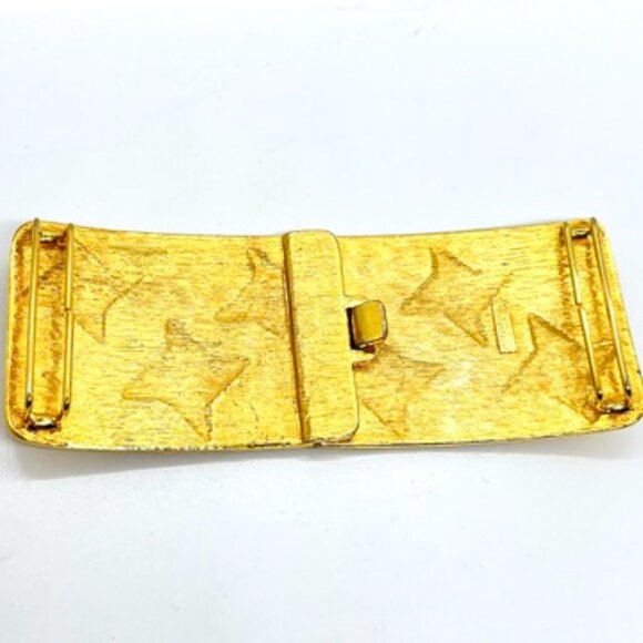 VINTAGE ACCESSOCRAFT NYC Gold Tone Star Belt Buckle Wide Statement 80s Runway